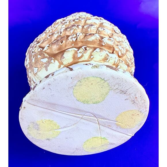 Vintage Brutalist Vase Popcorn Hand Thrown Ceramic Drip Glaze w/ 22k Gold White - Picture 6 of 11